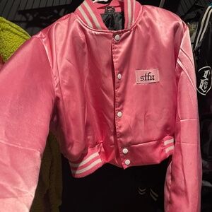 STFU Rose Cropped Bomber